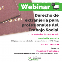 Webinar "Derecho de extranjería para profesionales del Trabajo Social"