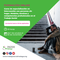 Curso "Curso de especialización en intervención con personas sin hogar. Modelos, técnicas y competencias profesionales en el Trabajo Social"