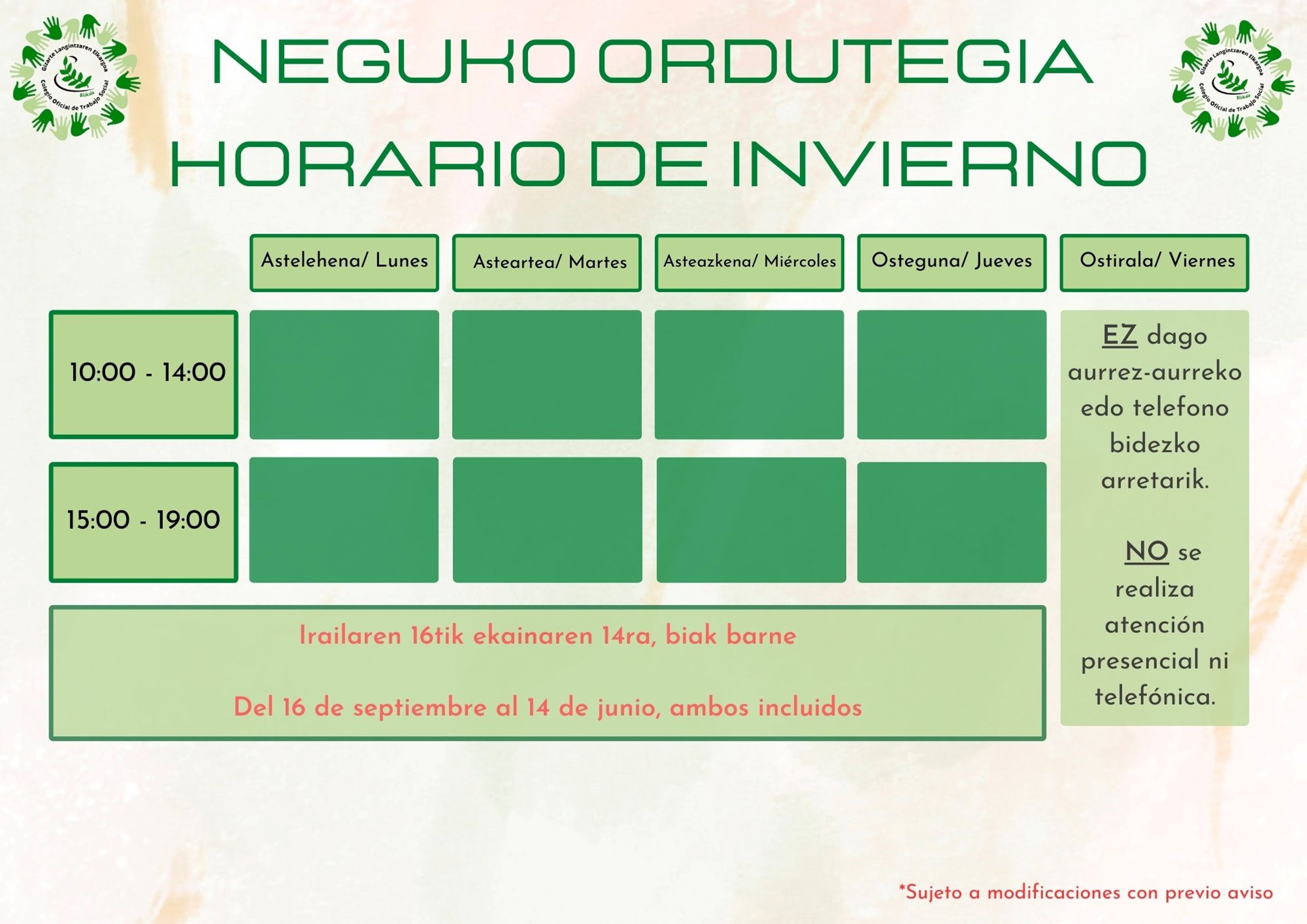 Horario iNVIERNO