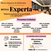 Un adelanto sobre las personas Expertas  que van a compartir con nosotras la Mesa sobre Ley 8/2021