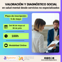 Curso Online "Valoración y Diagnóstico Social en Salud Mental desde Servicios no Especializados". 100h